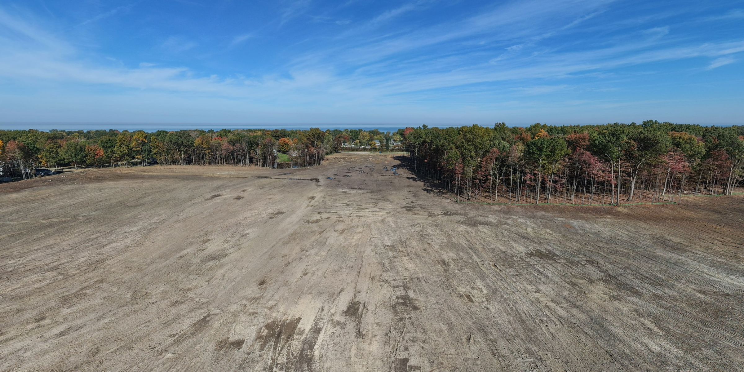 Drone view over a cleared construction site
