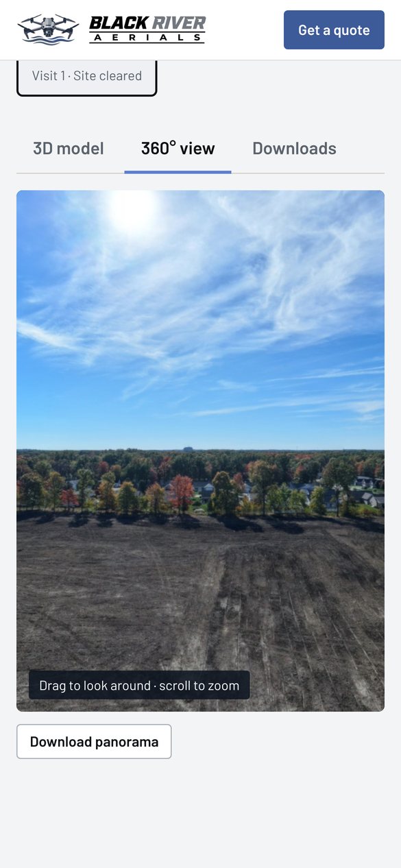 The same project page on a phone
